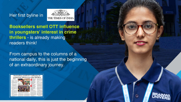 Brainware’s Sandipta Ghosh, MSc 1st-year Media Science student, takes Over the Headlines as TOI Intern!