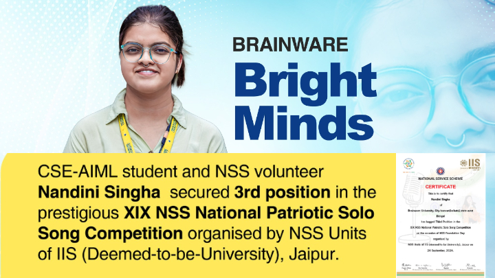 CSE-AIML student and NSS volunteer, Nandini Singha grabs 3rd position in NSS National Patriotic Solo Song Competition