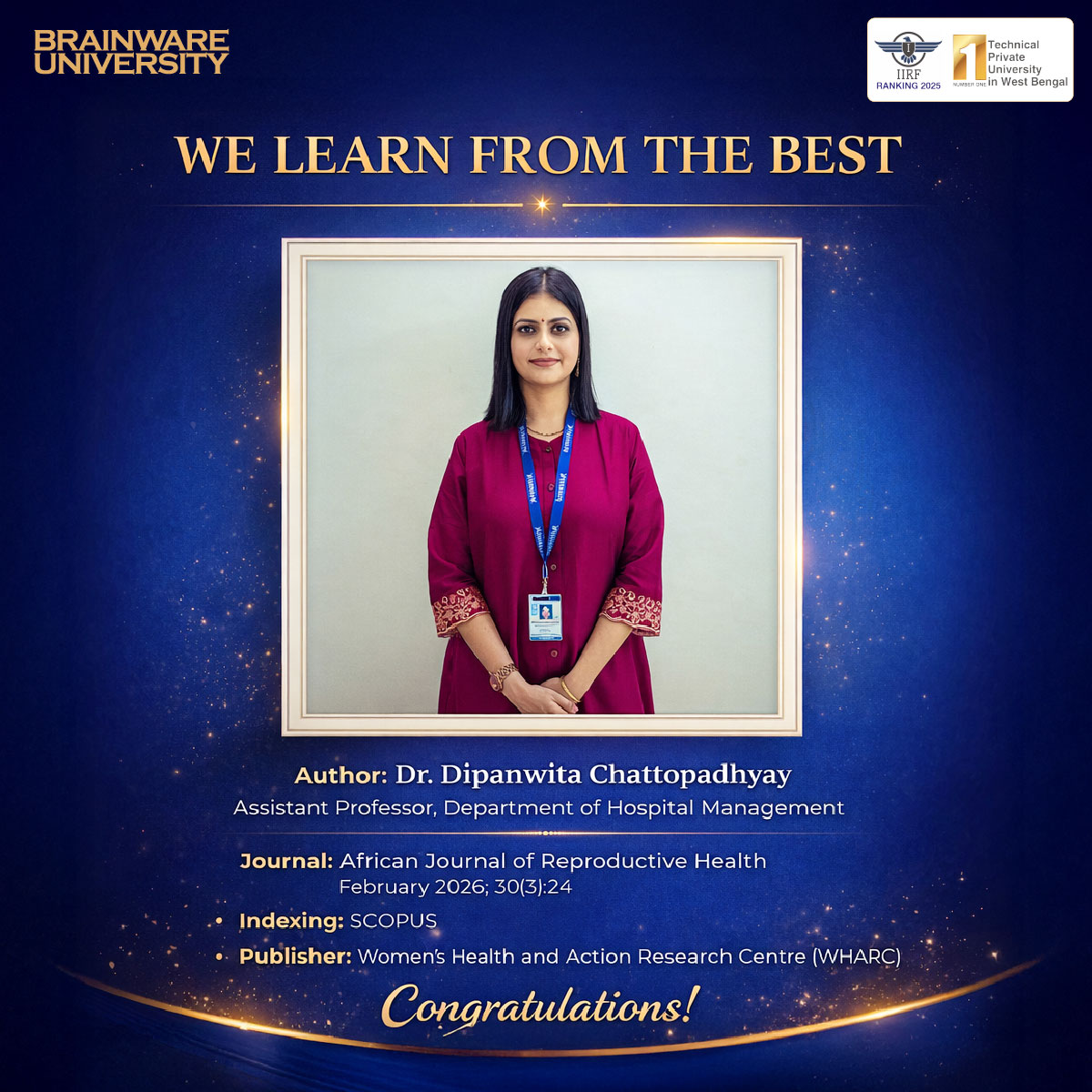Dr Dipanwita Achievement