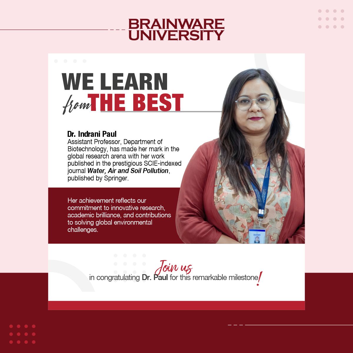 Indrani Paul Achievement